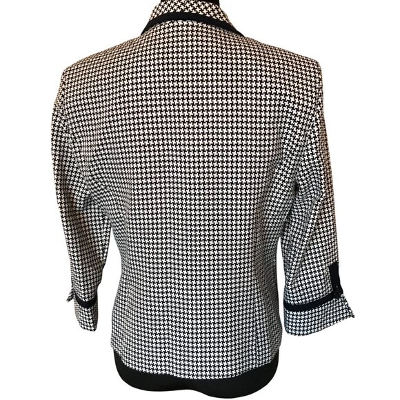 Sag Harbor Vintage Houndstooth Blazer: 80s Black White Textured Jacket, Size 8 - Picture 3 of 14